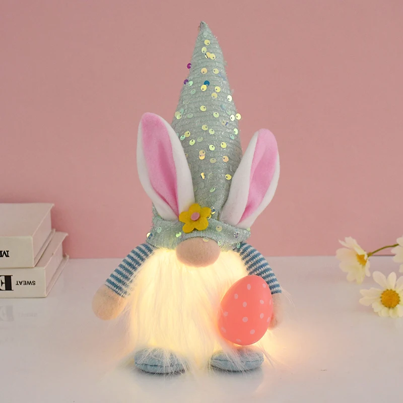 Easter LED Glowing Faceless Gnome Doll Cute Rabbit Ornament Kids Gift Favors 2025 Spring Easter Decoration for Home Party Supply