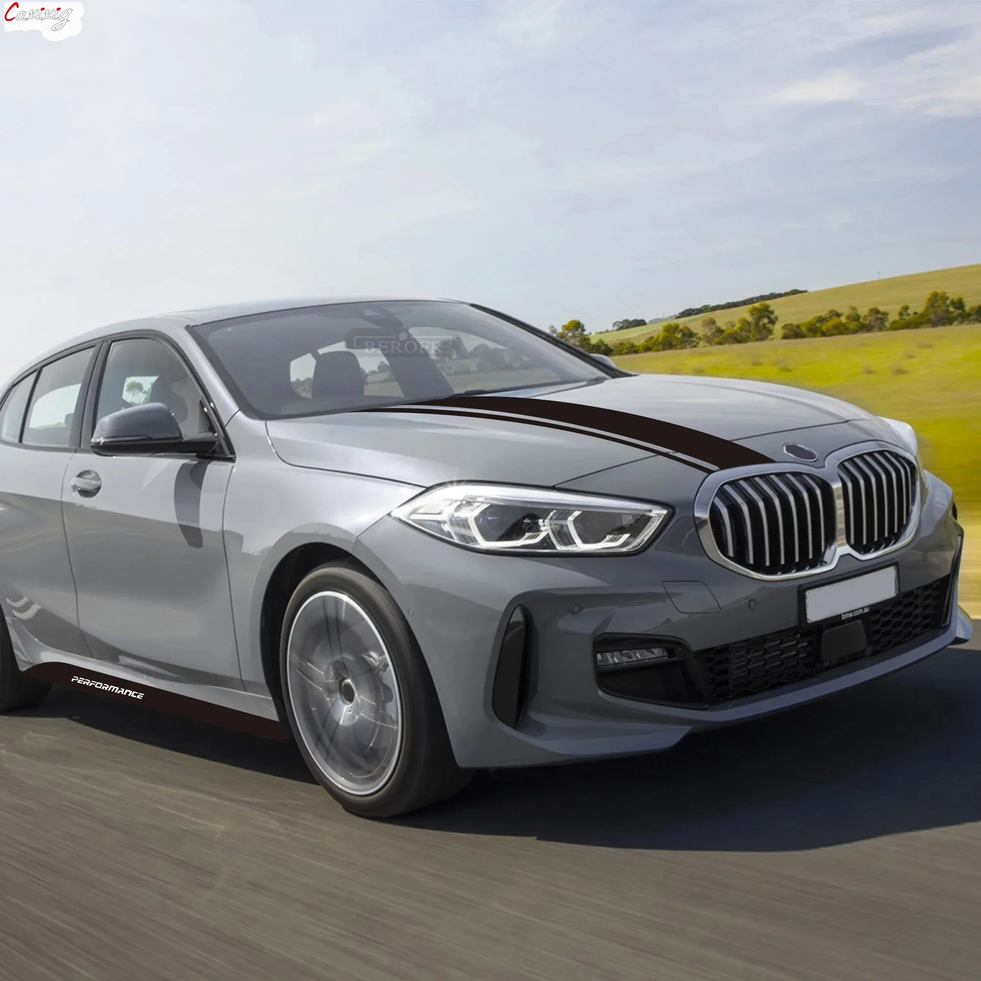 M Performance Per Bmw Serie 1 F20 F21 F40 118I 128I M Sport Auto Entrambi I Lati Stripe Gonna Sticker Cofano Auto Copertura Motore Decalcomania