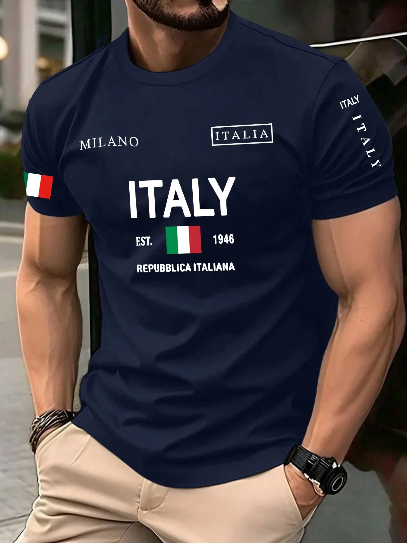 MAILANO ITALIEN EST. 1946 Herren Damen T-Shirt aus reiner Baumwolle, Street Casual, Sport, lockerer Komfort, Jersey, Rennen, kurzärmelig, Sommerkleidung