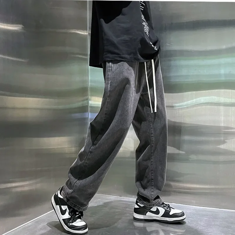 Autumn and Winter New Simplicity Fashion Men's Clothing Splicing Pockets Trend Drawstring Solid Color Versatile Casual Pants