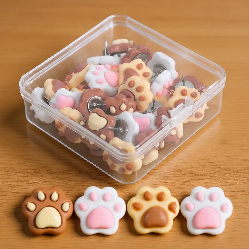 30Pcs 사랑스러운 동물 발 푸시 핀 여성용 장식 책상 액세서리 코르크 보드 게시판 사무실용 작은 푸시 핀