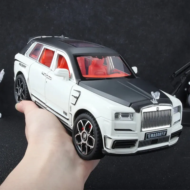 RRCullinan SUV 모델 자동차 장난감, 아연 합금 풀백 다이캐스트 장난감 자동차, 소리와 빛이 나는 어린이 보, 1:24 체중계