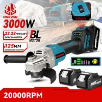 2000W 125mm Brushless Cordless Angle Grinder Variable 6 Speed Polishing Cutting Machine Power Tool For Makita 18V Battery Pin