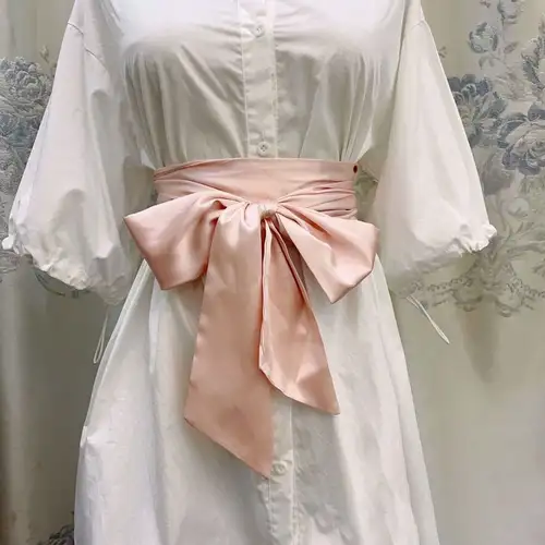 Satin Silk Bow Corset Waist Belt Wide DIY Bowknot Fabric Ribbon Cummerbunds Decorative Waist Cover For Women Lady Girl Bridal - Image 4