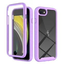 Shockproof Clear Case with Screen Protector and TPU Bumper Cover for PC and TPU (PURPLE)