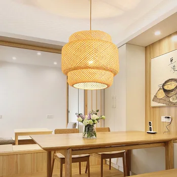 Hanging lamp in Chinese style hand-crafted Hanging lamp in weaving Restaurant chandeliers Home decoration Lighting device AC85-260V 1
