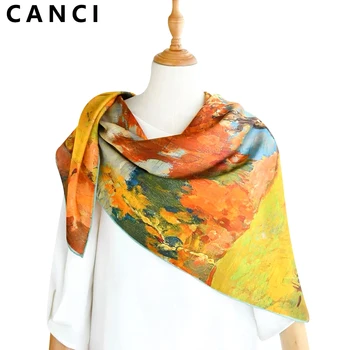 Sciarpa quadrata da donna in pura seta di gelso al 100% Stampe Fascia da collo Fazzoletto da collo Ornamento per capelli femminile di lusso Sciarpe Bandana femminili 65CM 1