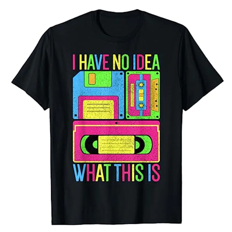 

I Have No Idea What This Is Men Women 70s 80s 90s Outfit T-Shirt Vintage Tees Retro Style Cassette Tape Print Graphic Outfits