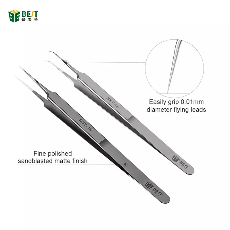 BST BST-18 BST-19 초정밀 핀셋 플라이 와이어 클램핑, 미세 팁 슈퍼 날카로운 바늘, BGA 마더보드 용접 겸자