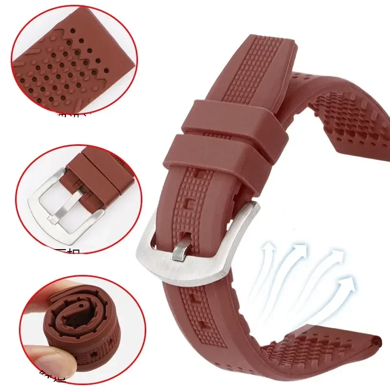 Premium Soft Breathable Silicone Waterproof Sport Watch Strap Accessories