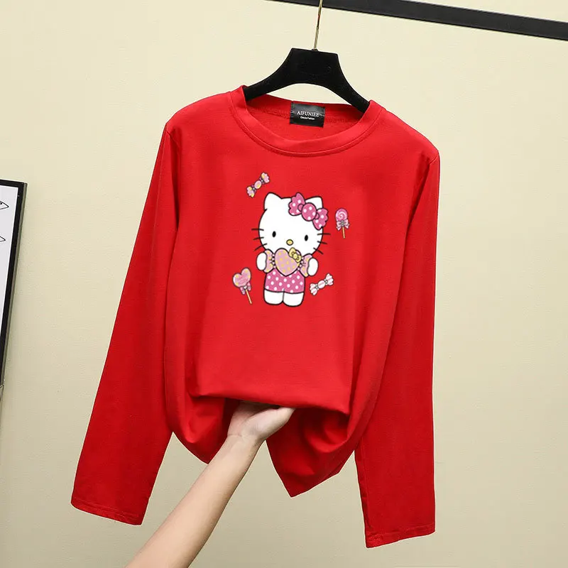 thumbnail image 1 of Hello Kitty nuevo estampado camiseta holgada de manga larga para niños suéter deportivo informal de longitud media Top de moda para Niña de primavera, 1 of 5