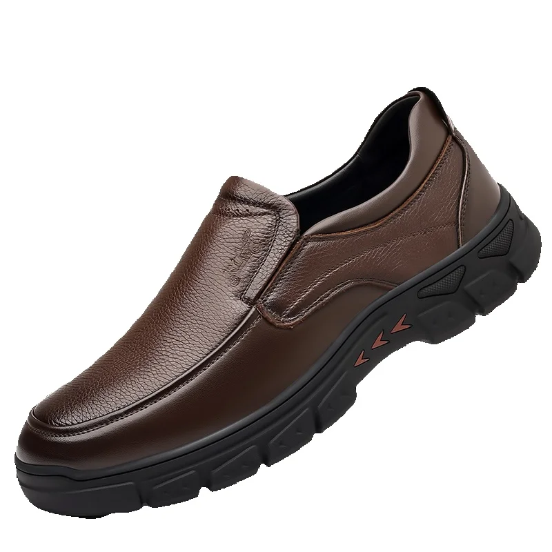 European Warm Series Vintage Soft Sole Men's Genuine Father Autumn Winter Middle-aged Dad Slip-on 2025 New Leather Shoes_vogvips.com