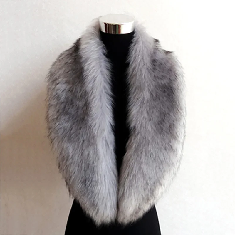 Faux Fox Fur Collar Scarf Thick Imitation Fur Shawl Collar Wrap Neck Winter Neck Warmer Scarf Down Jackets Hood Fur Decoration 6
