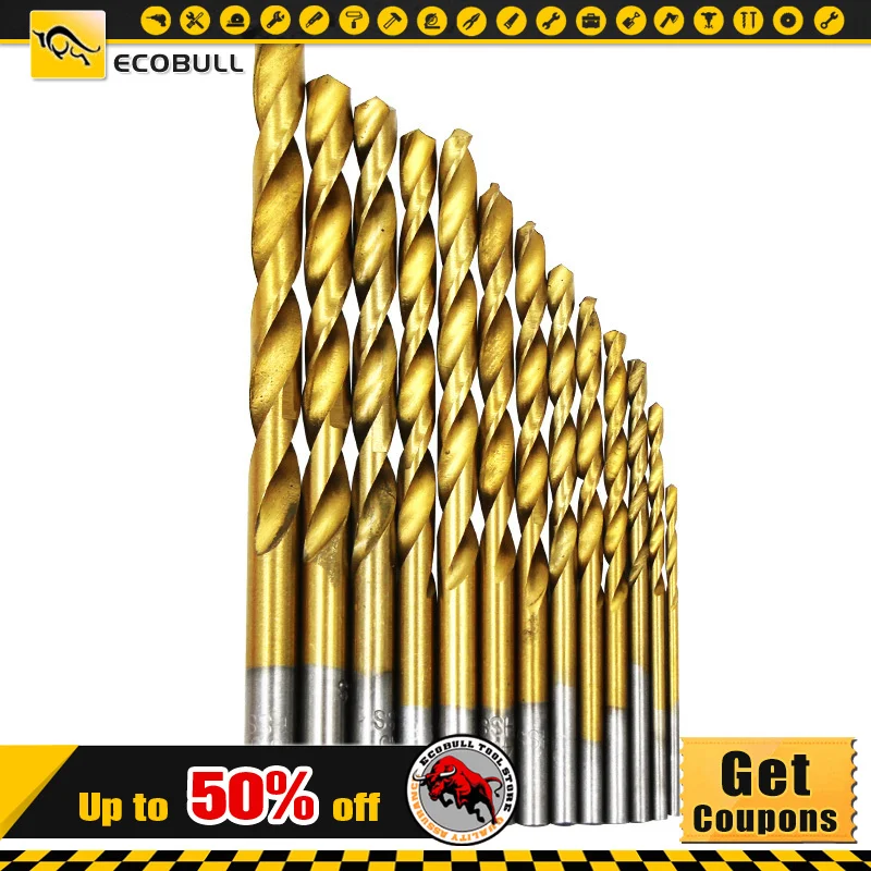 

13pcs 1.5-6.5mm HSS Round Shank Twist Drill Bit Set Titanium Coated Hole Cutter High Speed Steel Gun Drill Bit Woodworking Tool