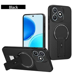 Magnetic Wireless Charging Shockproof Phone Case with Hidden Bracket and Magsafe Back Cover - Honor 400 Smart 5G (Black)