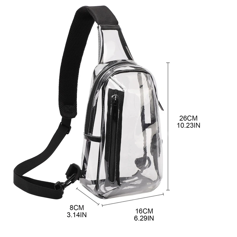Clear Sling Bag PVC Crossbody Shoulder Bags Transparent Casual Chest Phone for Women Men Perfect for Hiking Stadium Work