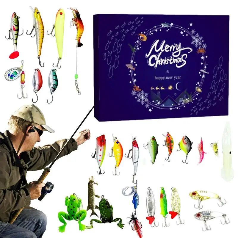 

2023 Fishing Tackle Advent Calendar 24PCS Creative Christmas Advent Calendar Christmas Gift Supplies Funny Countdown Calendar