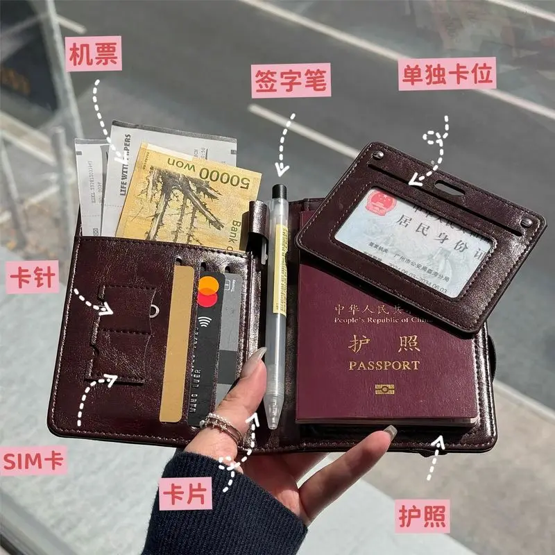 Porta Passaporto Multifunzionale in Pelle, Organizzatore di Documenti da Viaggio con Slot per Biglietti e Carte, per Uomini e Donne - immagine 4