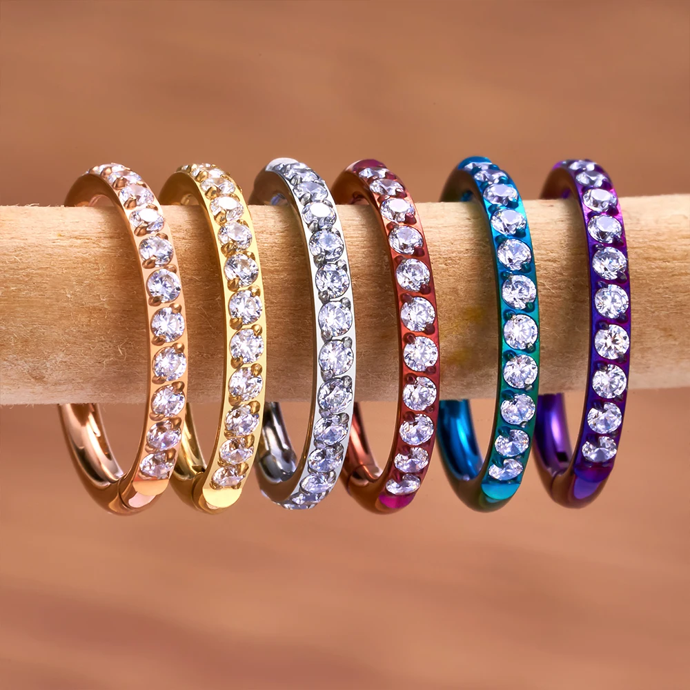 10Pcs F136 Titanium Nose Rings 16G Hinged Diaphragm Clicker Segments Tragus Cartilage Helix Daith Lip Nasal Piercing Jewelry