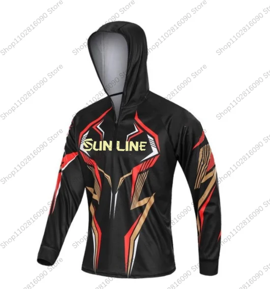 

Summer Fishing Hooded Men Breathable Sun Protection Fishing Jersey Outdoor Anti-UV Quick Drying Sunscreen Fishing Shirts