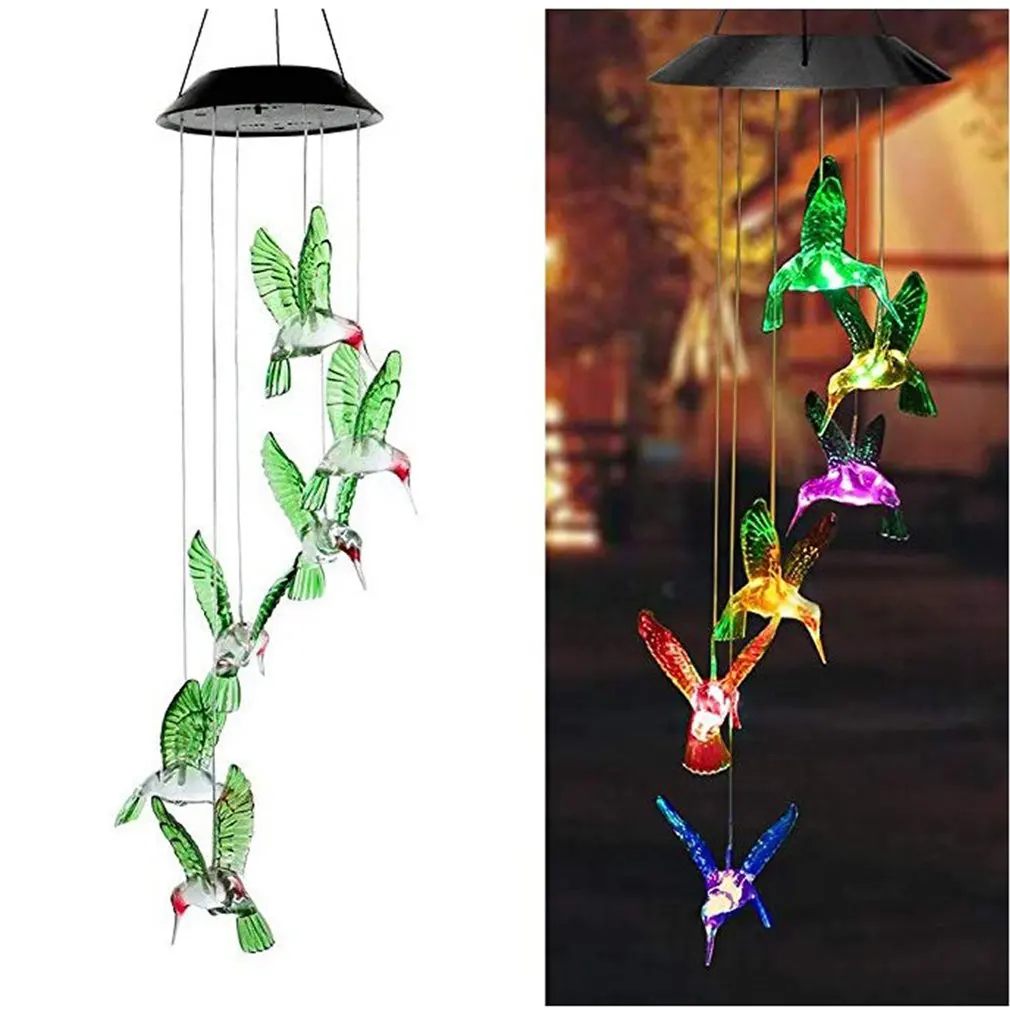 

2022 New Led Wind Chime Transparent Chime 6 Color Changing Light Beads Solar Butterfly Wind Chimes Solar Powered Fast Delivery