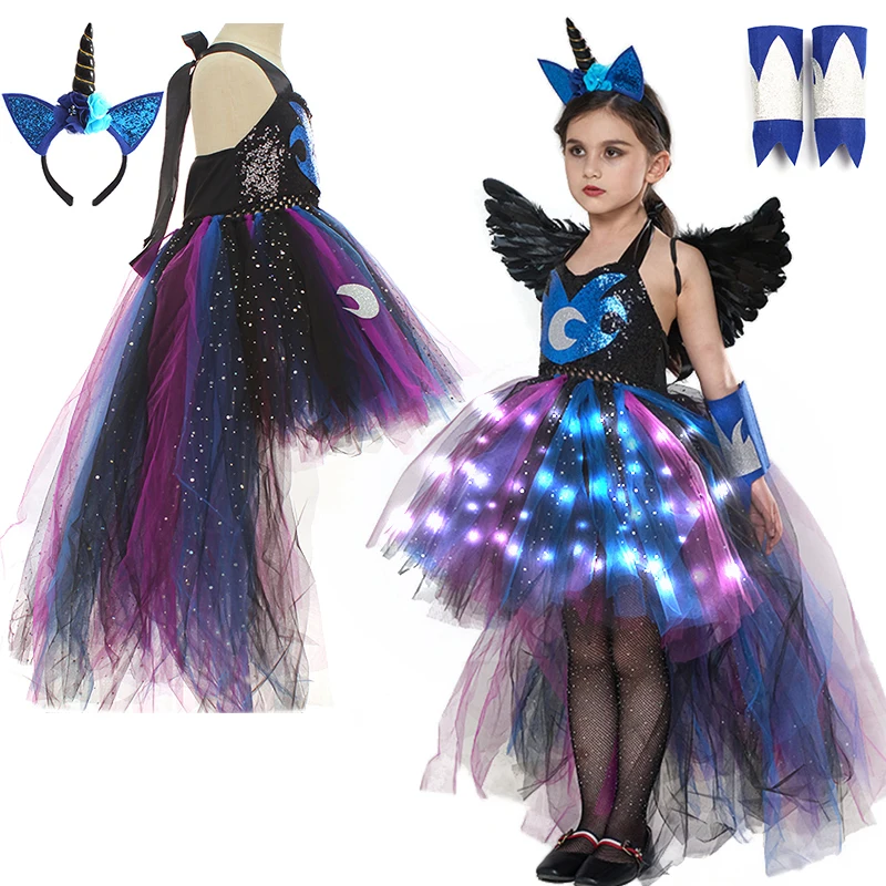 Vestido Unicórnio Halloween para Meninas, Cosplay Infantil, Até o