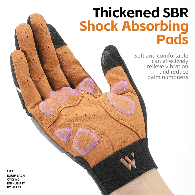 WEST BIKING Autumn Winter Men's Full Finger Cycling Gloves Anti-Slip Touch Screen Sports Gloves Thin Breathable /Thick Thermal 3