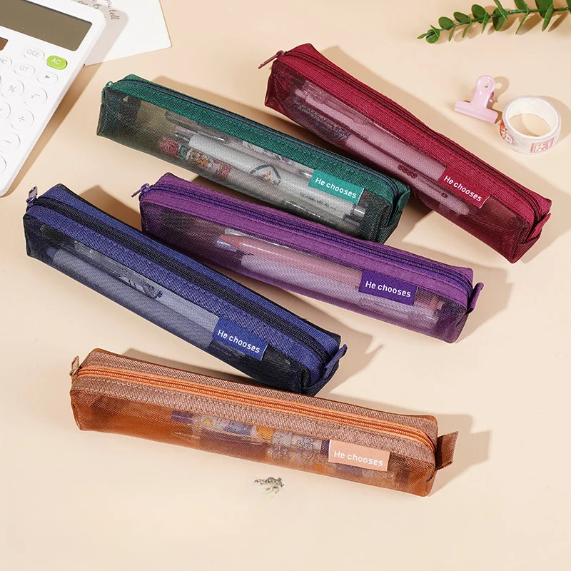 1 Pcs Simple Mesh Transparent Pencil Case pencil case