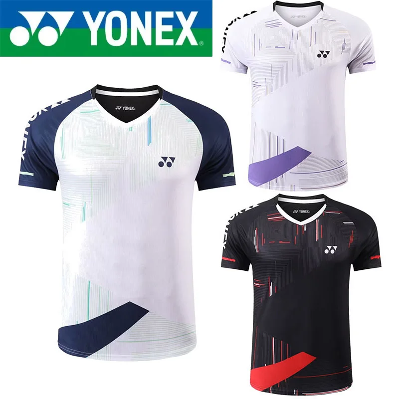 ملابس كرة الريشة للرجال والنساء من YONEX، تي شيرت رياضي للجري سريع الجفاف بأكمام قصيرة، ملابس تنس، ملابس تنس الطاولة