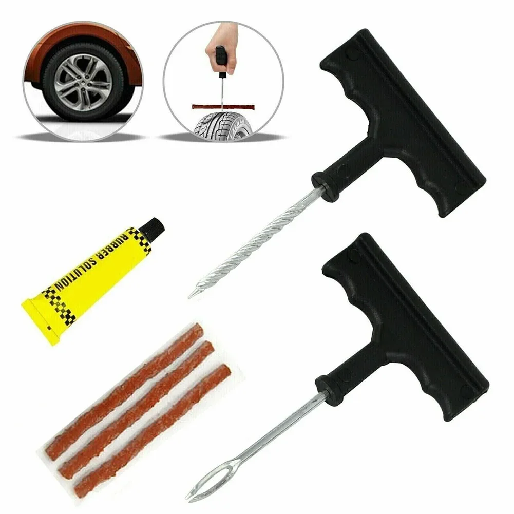 Puncture Repair Kit Car Tire Repair Tools Kit With Rubber Strips Tubeless Flat Tire Tool for Cars Truck Motorcycle