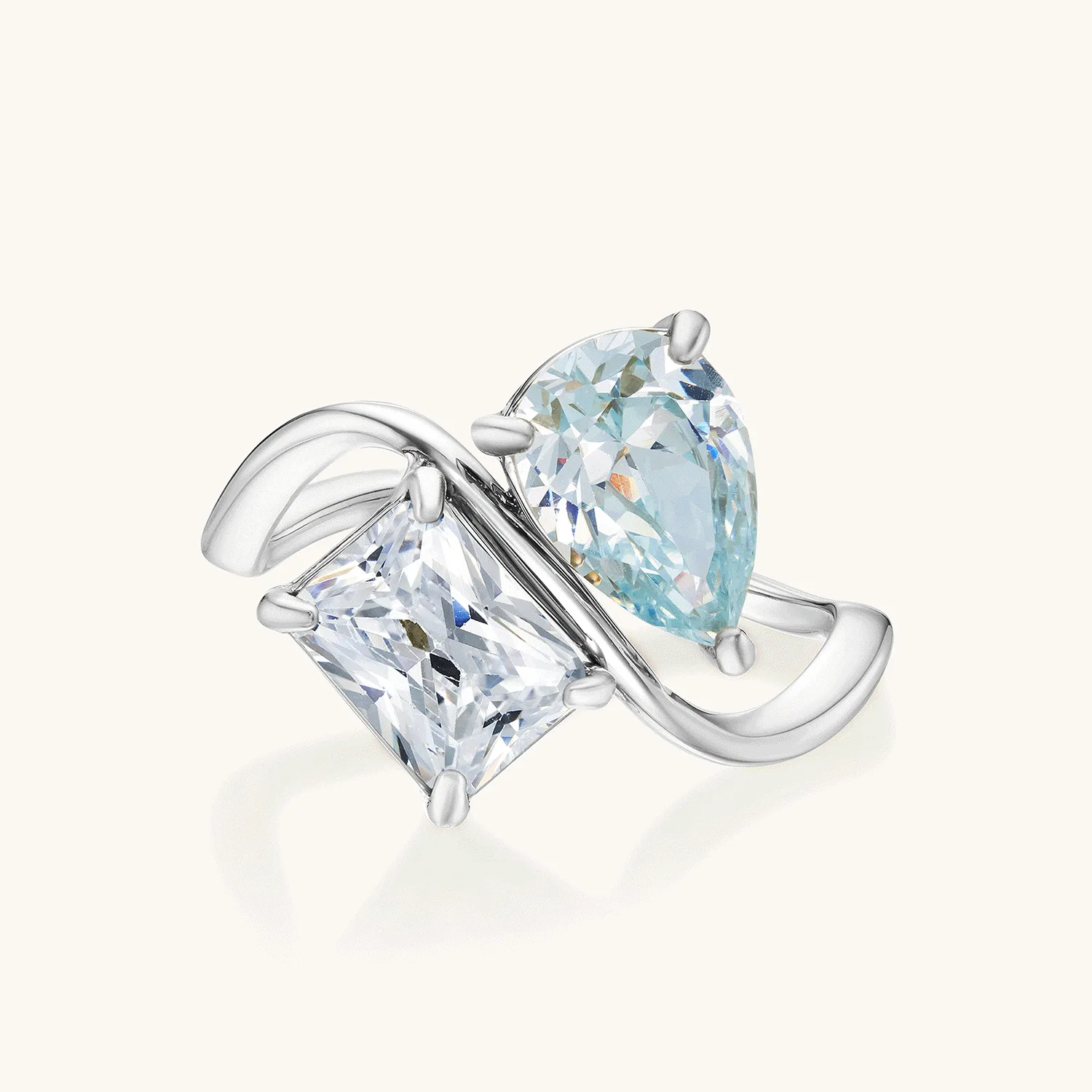 2026 Diamond-studded teardrop square women's fashion December birthstone ring Mother's Day gift 5
