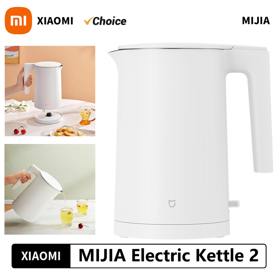 New Xiaomi Mijia Electric Kettle 2 1800W Fast Burning 304 Stainless Steel Double Layer Anti-scalding STR 1.7L Hot Water Kettle