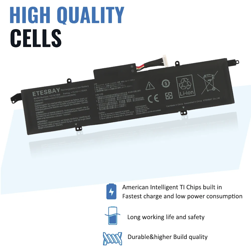 ETESBAY-Bateria do portátil para Asus, ROG, Zephyrus,