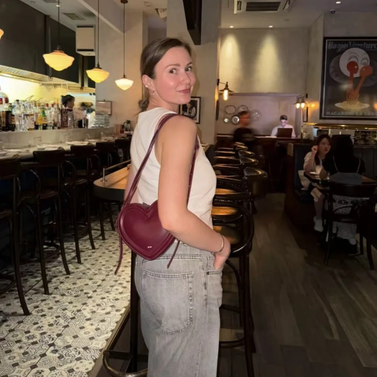 Mala de ombro coração jw pei para mulher, bolsa em pele_voghion.com