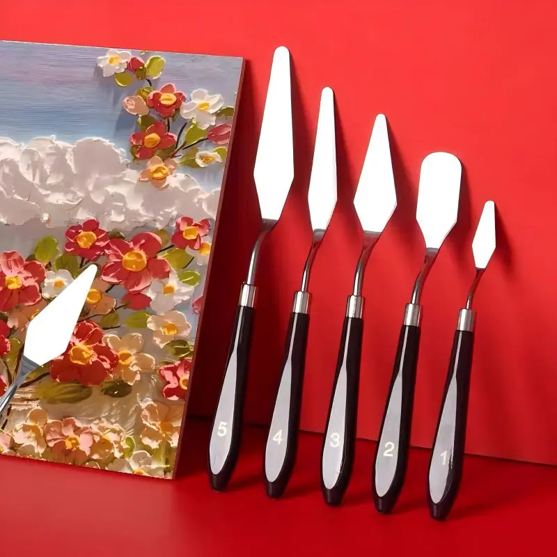 Oil painting knife Handle Spatula Palette Stainless Steel Knife Arts Painting Tool Artist Mixing Knife Knives Wood Handle 1pc