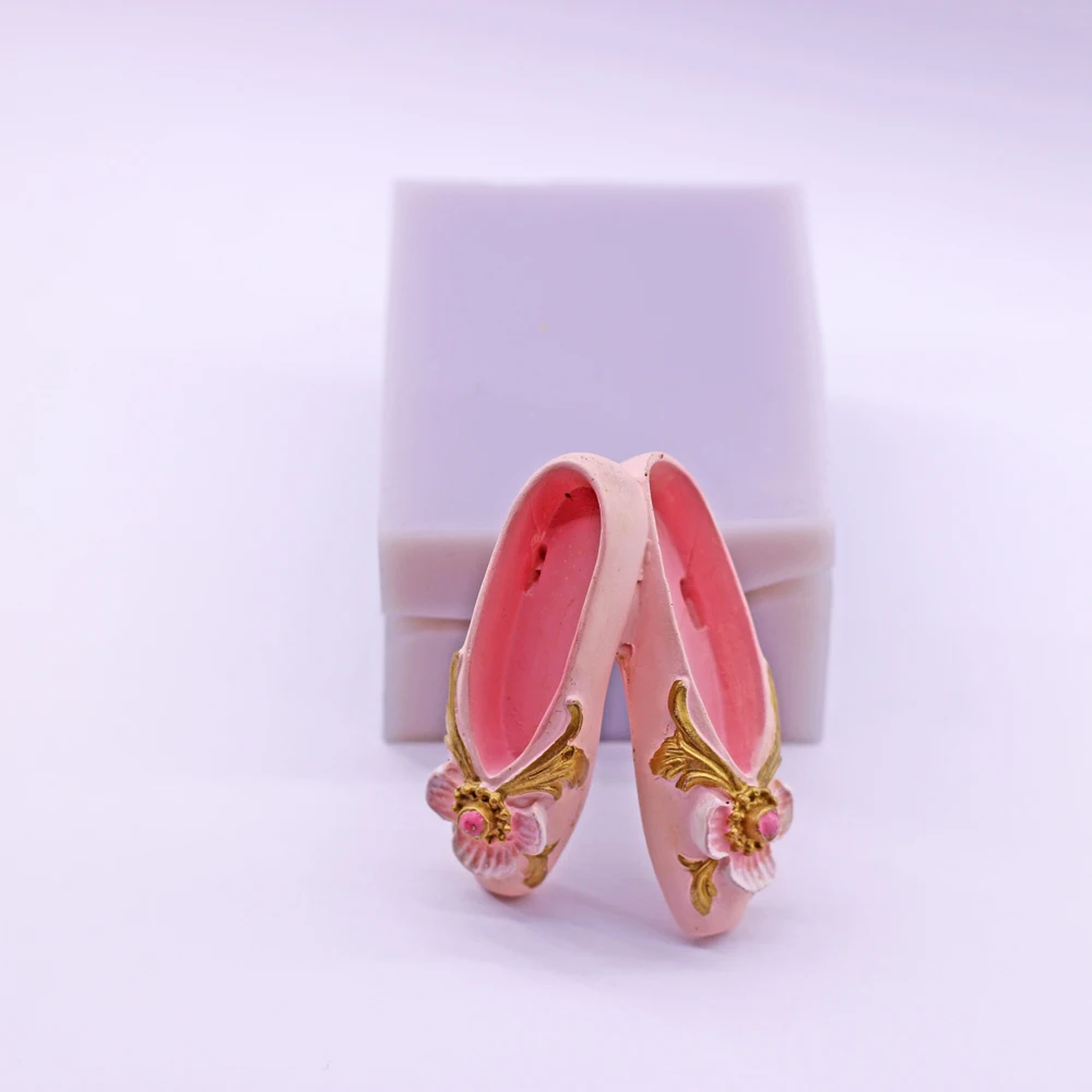 3D Ballet Shoes Silicone Fondant Mold Flower Shoes Cake Chocolate Bake Topper Decor Mould