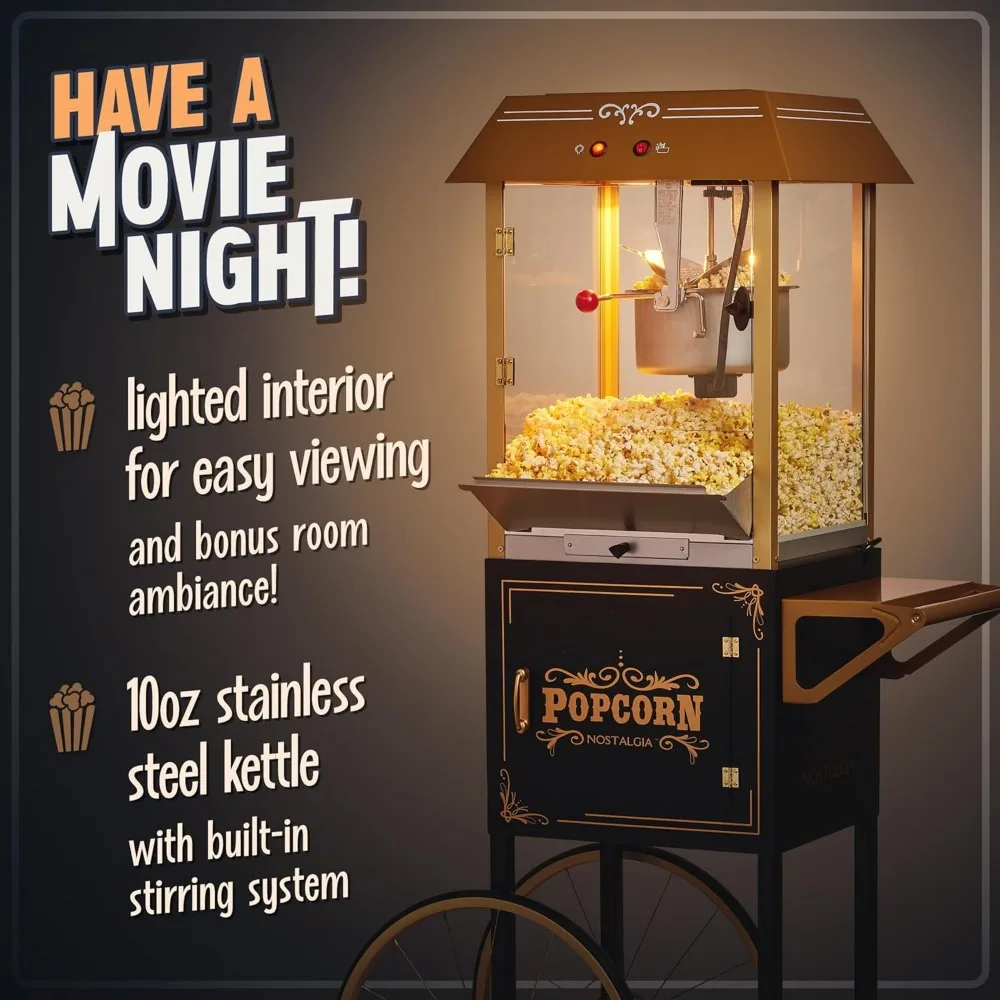 Vintage Lincoln Popper Popcorn Machine -Professional Cart With 10 Oz Kettle Makes Up to 40 Cups-Movie Theater Style 3