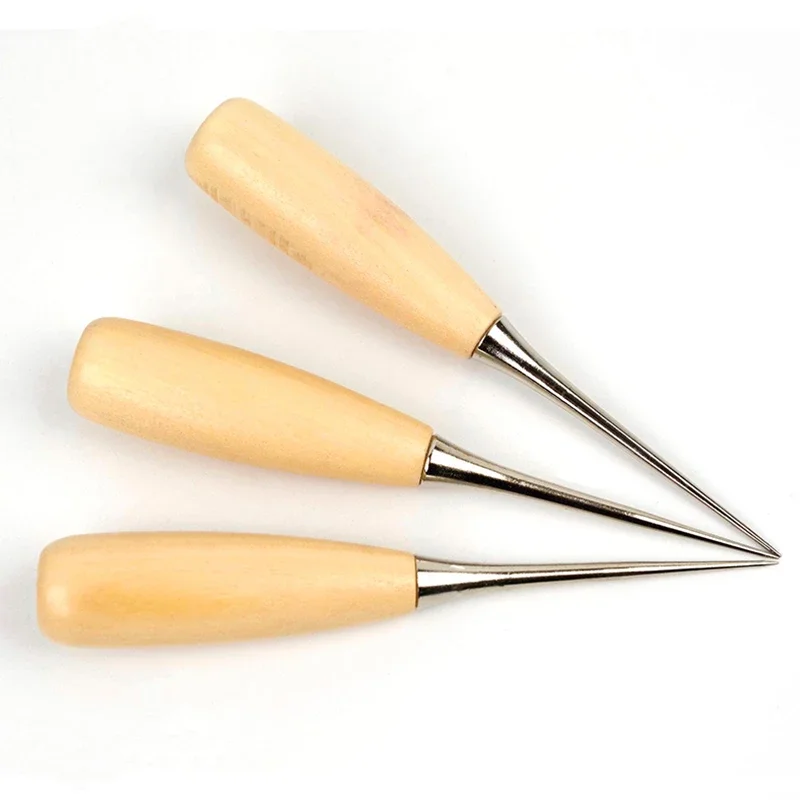 Wooden Handle Awls for DIY Leather Tent, Sewing Awl, Shoes Repair Tool, Hand Stitcher, Leather Craft Awl, Punch Hole, 1Pc