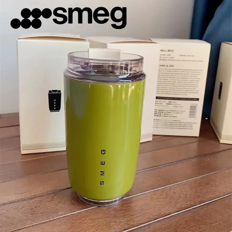 

Термос SMEG, чашка для горячего кофе, изолированная Термокружка Из Нержавеющей Стали, Спортивная бутылка с отсеком, белый водоотталкивающий термос