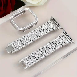Elegant Diamond Watch Band and Glossy Case Set - Stylish Strap with Protective Cover - 44mm Series 4 5 6 SE (Starlight)