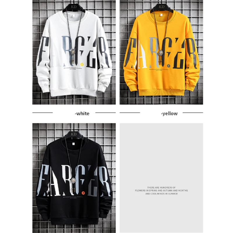 Description Picture 2 of itemSpring New Men's Long Sleeve Print Sweatshirts Casual O-neck Pullover Loose Sweatshirt Tops