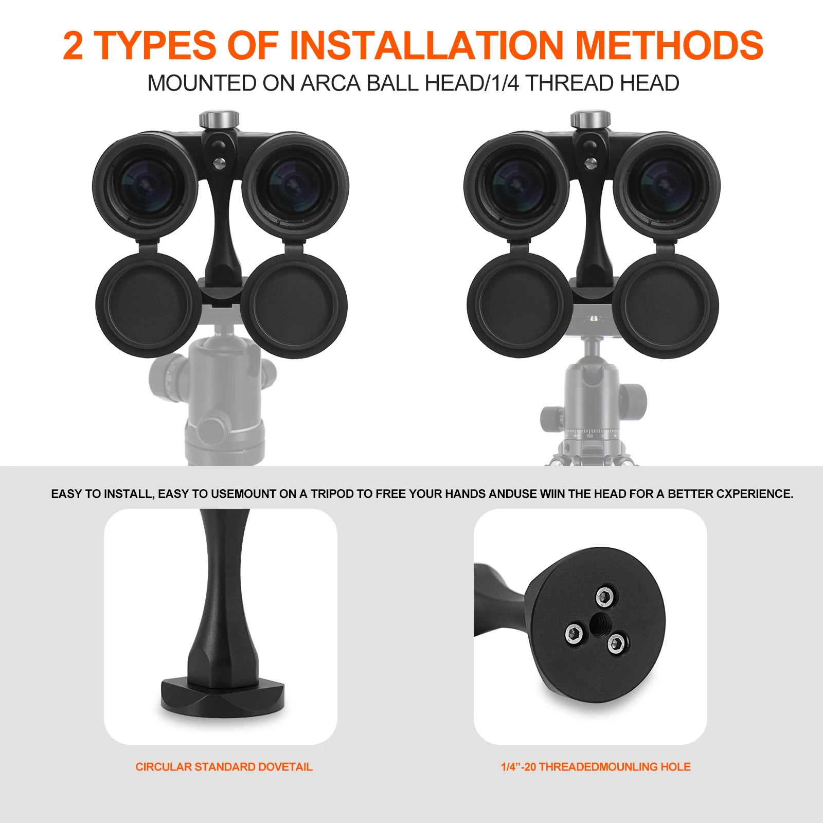 Binoculars Tripod Adapter Bracket for Telescope 1/4 Inch Threading Standard Universal