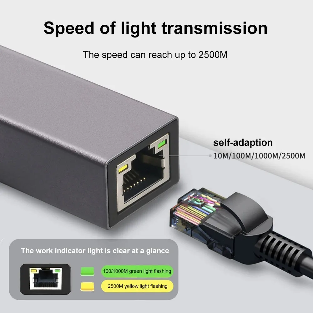 2500Mbps USB Ethernet Adapter 2.5G USB3.0 Network Card Thunderbolt 3 Lan Interne