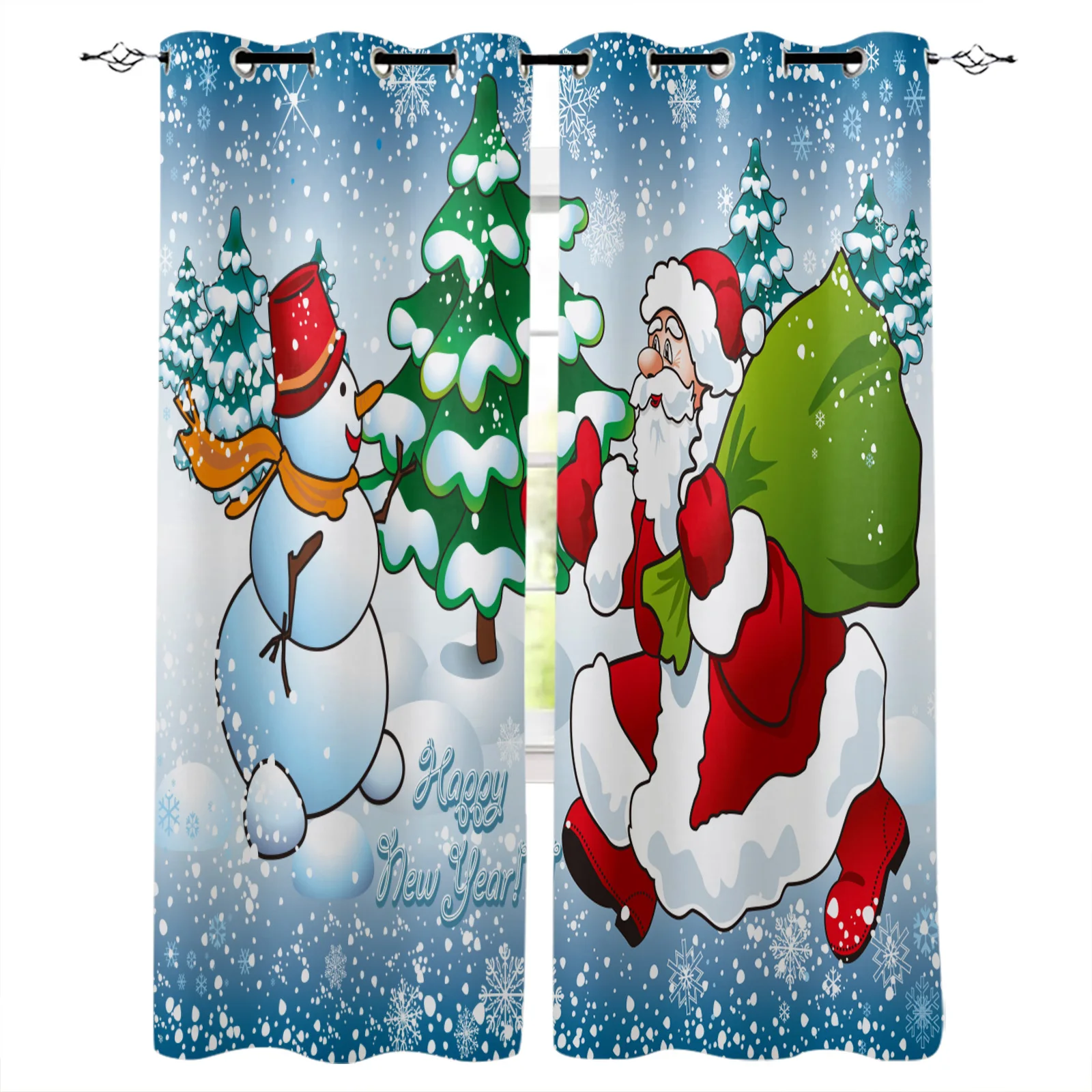 

Santa Claus Christmas Blackout Curtains Bedroom Living Room Kitchen Drapes Window Treatments Xmas Navidad Natal Home Decoration