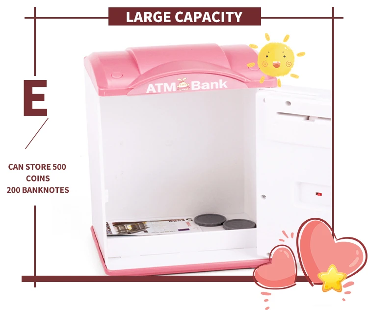 Money Box With Fingerprint Piggy Bank Electronic ATM Savings Box For Coins Cash Safe Large Coin Bank Password Lock For Children 3