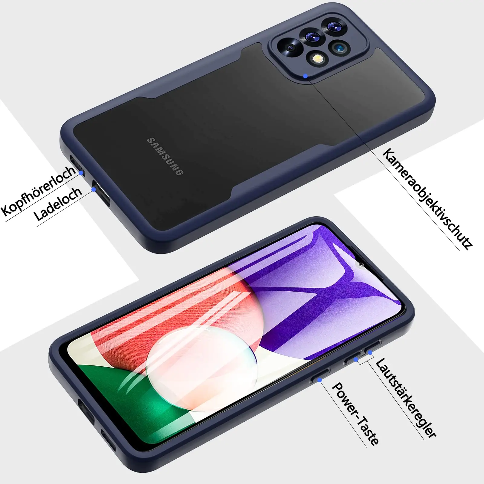 360-Grad-Hülle für Samsung Galaxy A13 A23 A33 A53 A73 A14 A54 5G A34 A04S A03 A32 A52 A72 A51 A71 Transparente Abdeckung_voghion.com