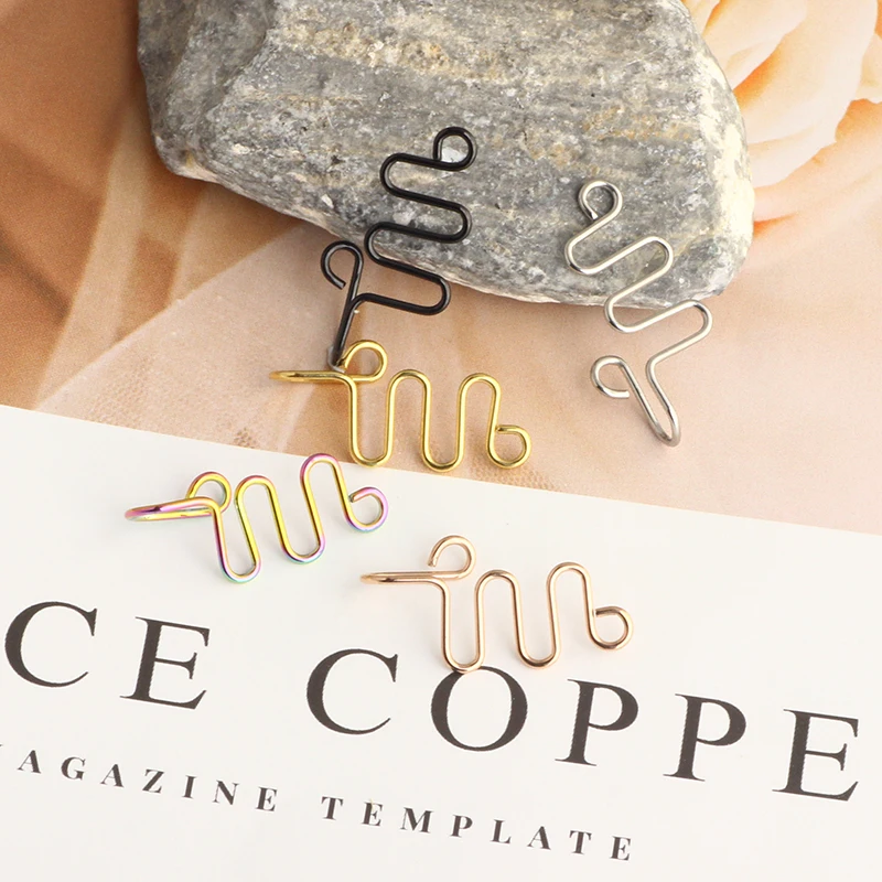 Fake Piering Septum Nose Ring Fashion punk Non Piercing Lip Ring Earring Clip Stainless Steel Non Perforation Body Jewelry