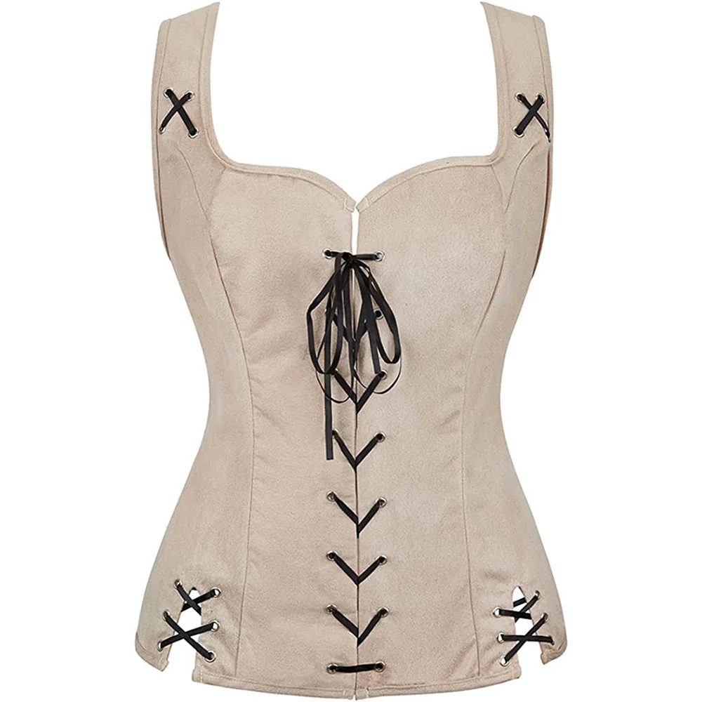 Sexy Women Medieval Celtic Corset Top Lace Up Female Hunter Warrior Cosplay Costume Lady Waistcoat Renaissance Archer Pirate Ves