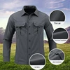 Men Shirt Outdoor Workwear Shirt for Men Quick Dry Breathable Waterproof Long Sleeve Top with Big Pockets Lapel Plus for Spring 5