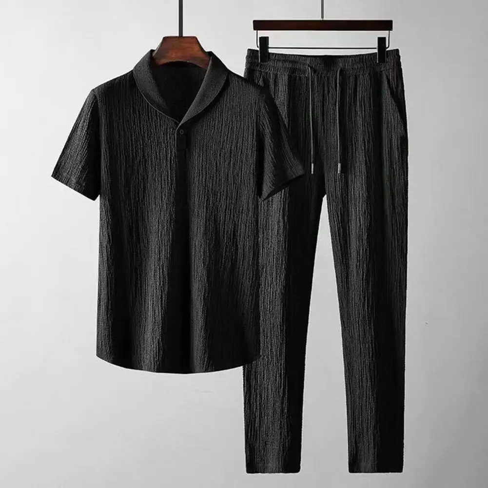 (Shirt+Trousers) 2022 Summer New Arrival Men Fashion Classic Shirt Trousers Set Men Pleated Casual Shirts A Set Of Clothes M-4XL